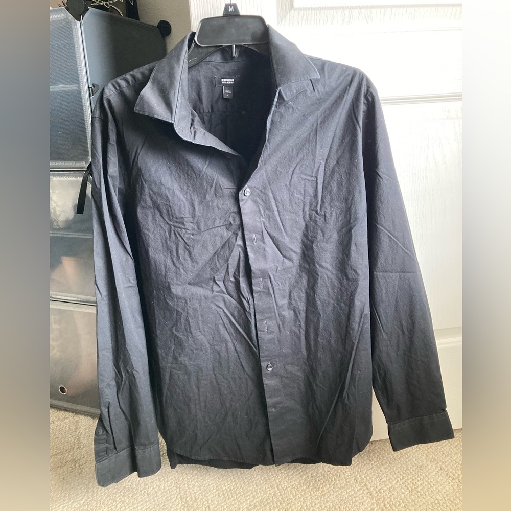 Express Men's Black long sleeve button down size